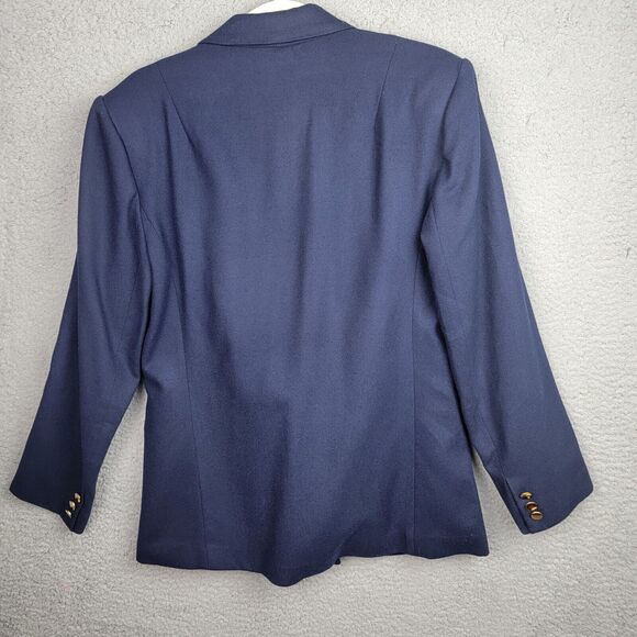 The Villager Blazer Womens 10 Blue Wool Double Breasted Gold Buttons Vintage - Picture 13 of 14